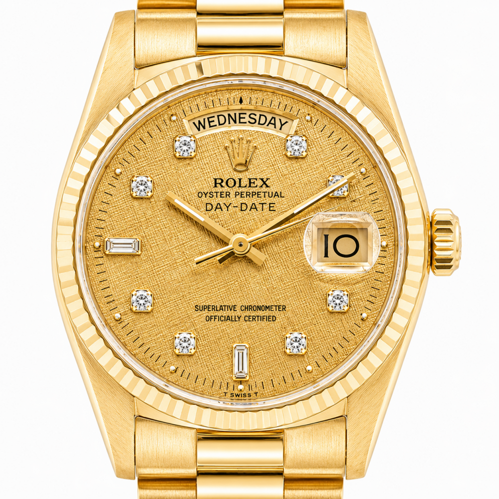 Rolex Day-Date 36MM Champagne Lenin 18038 18KT YG Watch
